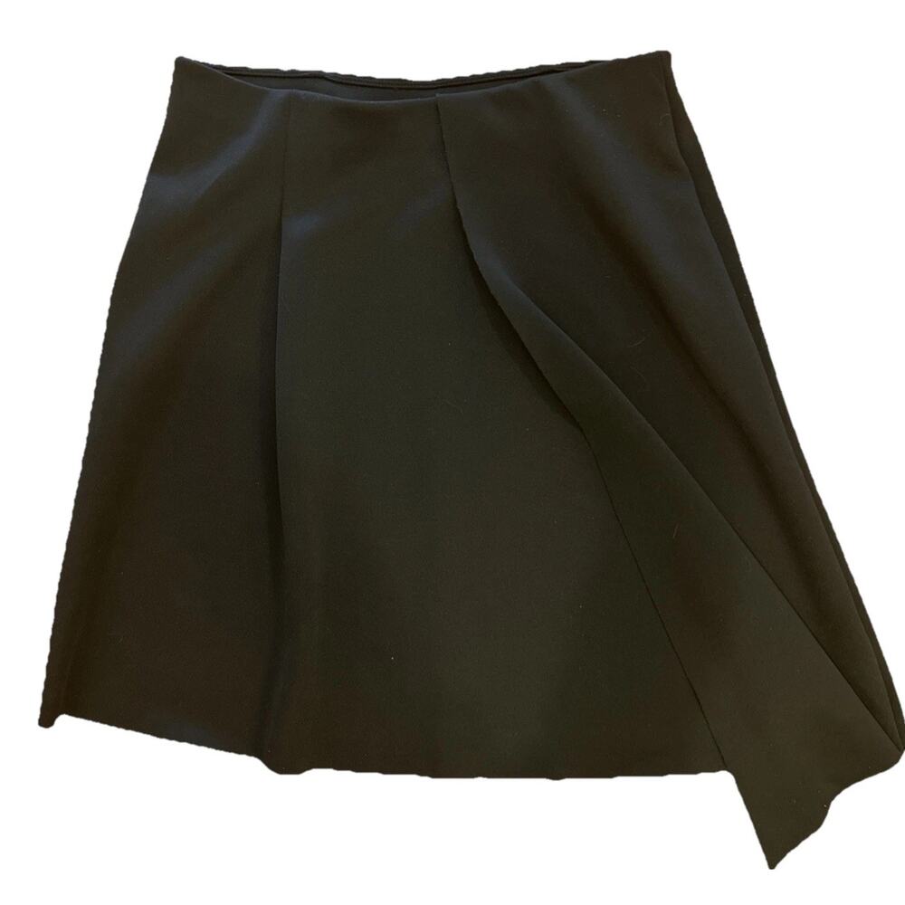 H&M Women's Skirt Black Pencil Gold Buckle Asymmetric Hem Size S Small